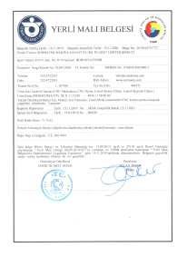 Manufactured-in-Turkey Certificate For Laserator Series of Machines